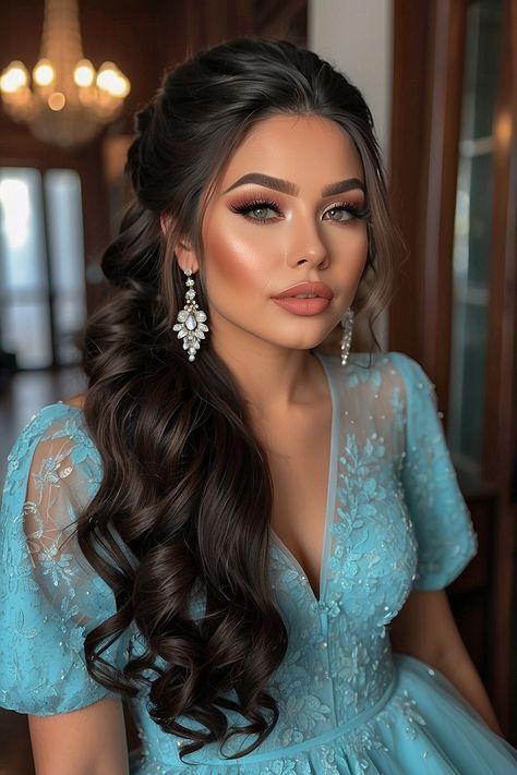 Md Hairstyles, Dinner Hairstyles, Glamorous Curls, Hair Styles For Long Hair, Hairstyle For Long Hair, Styles For Long Hair, Glam Wedding Makeup, Pageant Hair, Formal Hairstyles For Long Hair