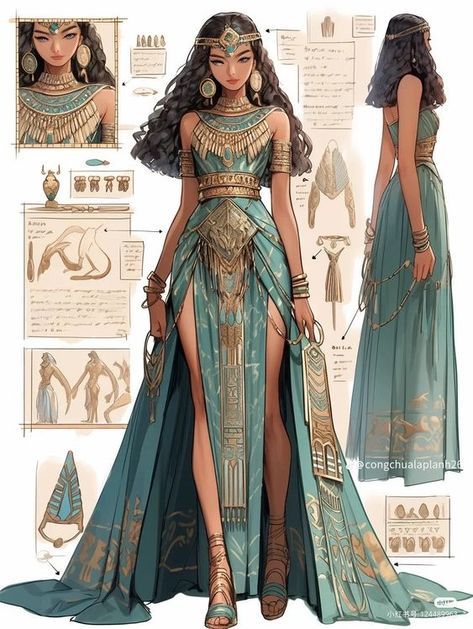 Zodiac Dresses Drawing, Eygptain Inspired Outfits, Egyptian Goddess Cosplay, Ancient Royalty Clothing, Goddess Clothing Aesthetic, Egyptian Outfits Women, Egyptian Style Clothes, Egyptian Dress Goddesses, Egyptian Outfit Ideas