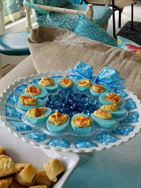 Baby Boy Shower Appetizers, Blue Finger Foods, Food For Baby Shower Luncheon, Blue Veggies, Blue Snacks For Color Party, Baby Boy Shower Food Ideas, Boy Baby Shower Food Ideas, Blue Charcuterie Board Ideas, Blue Foods For Party