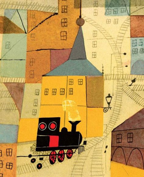 Janusz Stanny, Town Illustration, Arte Folk, Mid Century Illustration, Book Cover Illustration, Collage Techniques, Up Book, Children Books, Retro Illustration