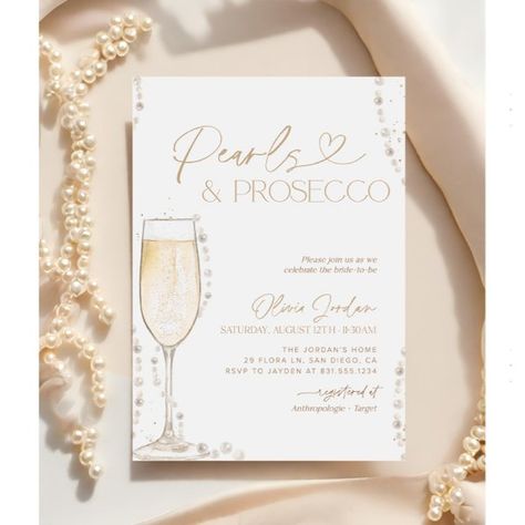 Pearls and Prosecco Bridal Shower, Bridal Brunch  Invitation Valentines Baby Shower, Brunch Bubbly, Bridal Brunch Invitations, Baby Shower Invitaciones, Brunch Invitations, Bridal Shower Invitations Templates, Bridal Brunch, Invitation Baby Shower, Bridal Shower Theme