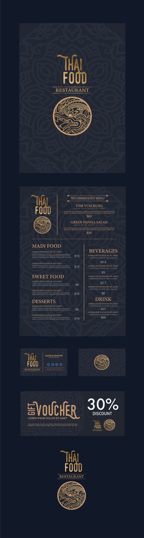 Thai Restaurant Menu, Resturant Menu, Thai Food Menu, Menu Design Layout, Thai Menu, Menu Card Design, Restaurant Poster, Menu Layout, Pub Design