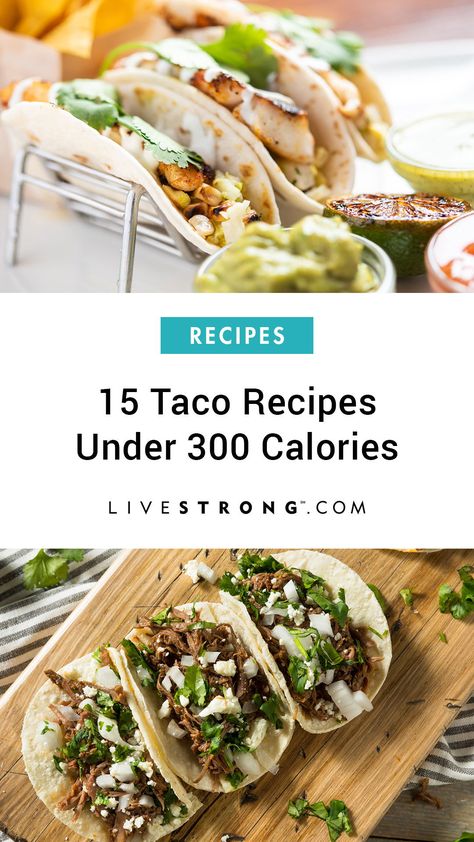 In this list of easy and healthy taco recipes we have a taco to please anyone's palate. Eight of these tacos are vegetarian and all of these easy-to-make recipes contain less than 300 calories per taco. Let's get this taco party started! Low Calorie Taco Recipes, Low Cal Tacos, Healthy Takeout Recipes, Clean Tacos, Low Calorie Tacos, Low Calorie Street Tacos, Taco Bell Calories, Healthy Tacos Recipes, Taco Bell Healthy Choices