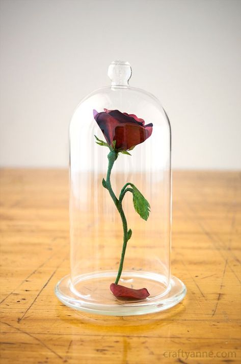 Rose Crafts - Beauty and the Beast Rose Centerpiece - Easy Craft Projects With Roses - Paper Flowers, Quilt Patterns, DIY Rose Art for Kids - Dried and Real Roses for Wall Art and Do It Yourself Home Decor - Mothers Day Gift Ideas - Fake Rose Arrangements That Look Amazing - Cute Centerrpieces and Crafty DIY Gifts With A Rose http://diyjoy.com/rose-crafts Enchanted Rose Centerpiece, Beauty And The Beast Rose Diy, Eye Sketching, Centerpiece Tutorial, Beauty And The Beast Wedding Theme, Luminaria Diy, Beauty And The Beast Rose, Rose Centerpiece, Rose Dome