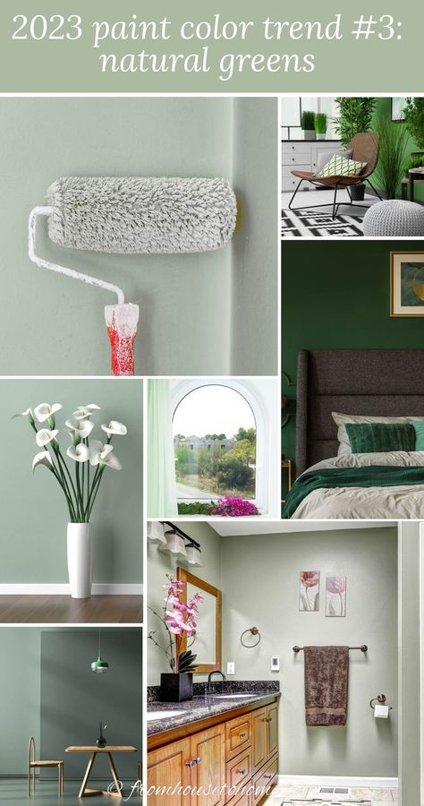 The Most Popular 2023 Paint Color Trends Home Paint Schemes, Color Trends 2024 Interior, 2024 Color Trends Home Interior, 2024 Paint Color Trends, Green Paint Ideas, 2023 Paint Color Trends, Green Living Room Paint, Green Interior Paint, Accent Paint