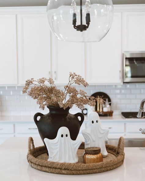 Hope you find inspiration Here 🤎 . Follow + Like + Save . Comment LINK or SHOP to get a message with all the links. . Shop My Home on LTK @shop.ltk + Follow me @myarizonahome . . #falldecor #fallstyle #fallhomedecor #halloween #halloweendecor #halloweendecorations #halloweenmusthave Above Cabinet Decor, Countertop Decor Ideas, Fall Tray Decor, Ideas For Small Kitchens, Fall Home Decor Ideas, Fall Tray, Halloween Kitchen Decor, Ghost Decor, Cozy Halloween