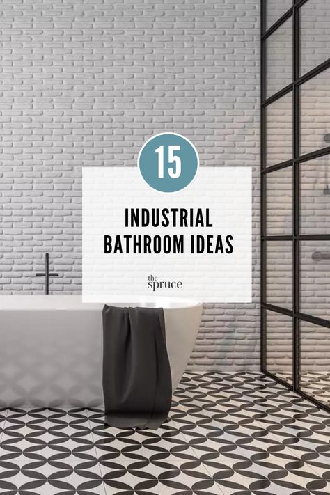 Industrial style has been making a resurgence lately as post-industrial warehouses have been converted to residential housing. We couldn't help but to share these trendy industrial bathrooms, so if you're looking to hop on the trend here are plenty of ideas for a remodel or refresh. Small Bathroom Ideas Industrial Style, Industrial Style Bathrooms, Industrial Look Bathroom, Industrial Bathroom Ideas Small Spaces, Industrial Bathroom Design Ideas, Small Bathroom Industrial Style, Modern Industrial Bathroom Ideas, Industrial Bathroom Lighting Ideas, Industrial House Ideas