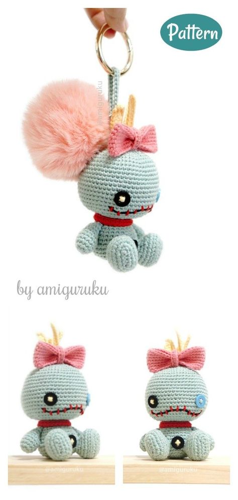 Scrump Lilo And Stitch, Stitch Amigurumi, Disney Crochet Patterns, Diy Crochet Doll, Doll Patterns Free, Crochet Table Runner Pattern, Keychain Crochet, Crochet Disney, Crochet Cat Pattern