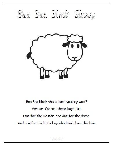 Free Printable Baa Baa Black Sheep Bah Bah Black Sheep Nursery Rhymes, Baa Baa Black Sheep Crafts For Toddlers, Baa Baa Black Sheep Craft, Ba Ba Black Sheep Craft Preschool, Baa Baa Black Sheep Activities Preschool, Baa Baa Black Sheep Crafts, Sheep Worksheet, Sheep Preschool, Baa Baa Black Sheep Activities