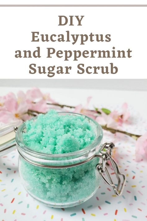 Sweet Tea Sugar Scrub, Eucalyptus Sugar Scrub Diy, Eucalyptus Scrub Diy, Coconut Sugar Scrub Recipe, Homemade Scents, Sugar Scrub Diy Peppermint, Peppermint Sugar Scrub, Diy Eucalyptus, Easy Sugar Scrub