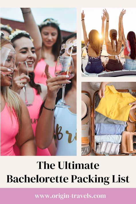 Get ready for the ultimate girls’ getaway! 🎉💼 From chic outfits to must-have essentials, our Ultimate Bachelorette Packing List has everything you need for the perfect weekend. Don’t forget to pack the fun! 😎💃 Packing For Bachelorette Weekend, Bachelorette Trip Packing List, Packing List For Bachelorette Weekend, Bachelorette Road Trip, Weekend Beach Trip Packing List, Bachelorette Party Packing List, Bachelorette Packing List, City Adventure, Packing Essentials