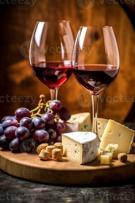 AI Generative Assortment of cheese grapes with red wine in glasses Stone and wood background Close up Copy space Stone And Wood, Vector Frame, Space Space, Wood Background, Glass Sculpture, Birthday Wishes, Red Wine, Still Life, Grapes