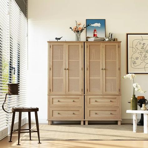 Shallow Cabinets, Rattan Drawers, Rattan Cabinet, Floor To Ceiling Cabinets, Rattan Doors, Pantry Furniture, Living Room Storage Cabinet, Tall Bathroom Storage Cabinet, Cabinet For Living Room