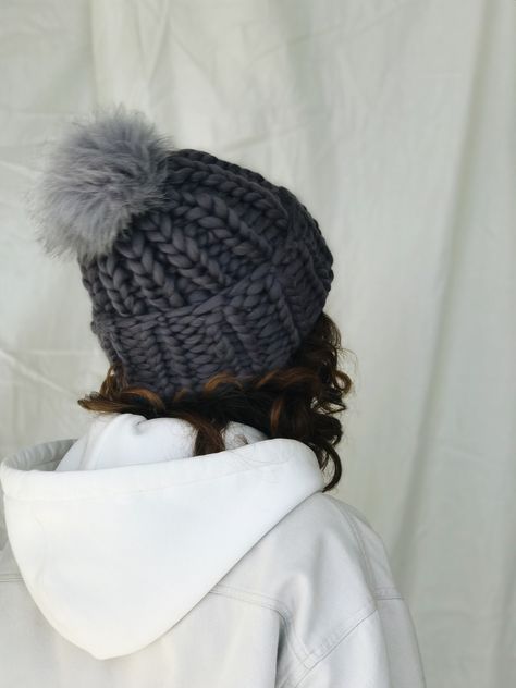 Wool Knit Hat, Loom Knit Hat, Crochet Mittens Pattern, Beanie With Pom Pom, Crochet Winter Hats, Chunky Hat, Wooly Hats, Chunky Knit Hat, Ear Flap Hats