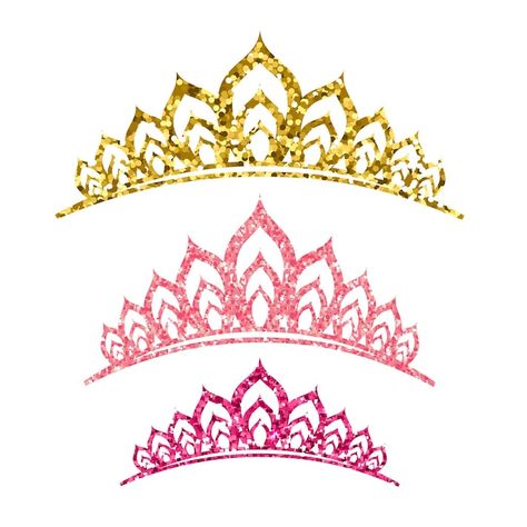 Set of glitter tiaras golden pink and da... | Premium Vector #Freepik #vector #princess-party #queen #princess #birthday-crown Pink Crowns, Crown Template, Party Queen, Queen Princess, Pink Crown, Queen Crown, Birthday Crown, Princess Birthday, Princess Party