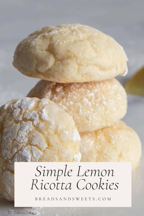 Soft Italian Ricotta Cookies, Ricotta Cookies Allrecipes, Giada De Laurentiis Recipes Italian Lemon Ricotta Cookies, Ricotta Baked Goods, Rosemary Lemon Cookies, Easy Italian Cookies Simple, Soft Ricotta Almond Pillows, Lemon Ricotta Cookies With Lemon Glaze, Riccota Cookies Italian