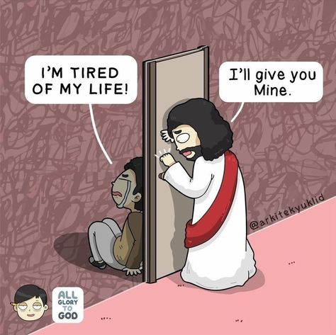 Christian Cartoons Funny, Inspirational Comics, Jesus Tiktok, Christian Comics, Christian Cartoons, Christian Quotes Wallpaper, Christian Jokes, Bible Humor, Jeezy