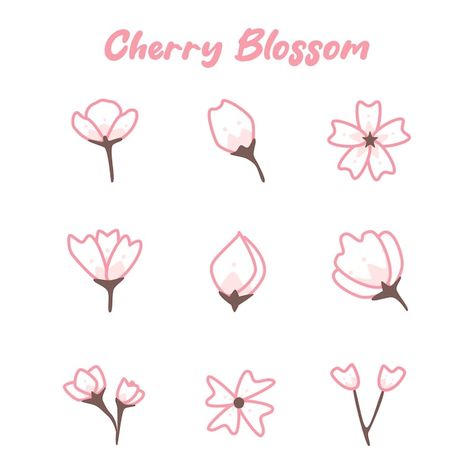 Cherry Blossom Drawing Easy, Cherry Blossom Simple Drawing, Cheery Blossoms Drawing Simple, Cherry Blossom Doodle, Sakura Flowers Drawing, Cherry Doodle, Sakura Doodle, Cherry Blossom Illustration Drawings, Draw Cherry Blossom