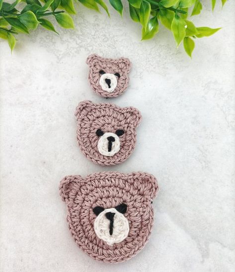 Crochet Animal Appliques Free Pattern, Small Crochet Applique Patterns Free, Crochet Appliques Free Pattern, Cute Crochet Applique Designs, Crochet Applique Patterns Free Simple, Crochet Woodland Animals Applique Free Pattern, Crochet Animal Applique, Crochet Teddy Bear Applique Pattern Free Easy, Free Crochet Bear Applique