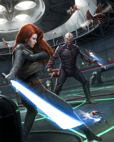 Yuuzhan Vong, Mara Jade, Star Wars Character, Jedi Order, Star Wars Rpg, Jedi Knight, First Encounter, Star Wars Artwork, Star Wars Fan Art