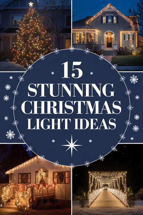 Explore these 15 stunning Christmas light ideas to make your holiday season bright and magical! From classic white strands to colorful LED displays, these creative ideas will illuminate your home with festive charm. Whether you prefer a traditional warm glow or a modern twinkling look, there is something for everyone in this collection. Get inspired to decorate your indoor and outdoor spaces with these beautiful Christmas light concepts that will spread joy and cheer throughout the season. Red White Christmas Lights, Cool White Christmas Lights Outdoor, Simple Christmas Lights On House, Christmas Lights Images, Outdoor Christmas Lights Ideas, Christmas Lighting Ideas, Led Xmas Lights, Colored Christmas Lights, Diy Mason Jar Lights