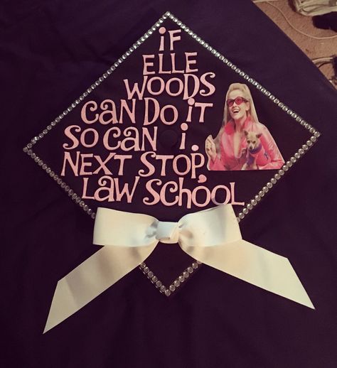 ••pinterest: brazenblog•• Elle Woods Grad Cap, Graduation Cap Designs Law, Elle Woods Graduation Cap, Funny Grad Cap Ideas, Cap Inspiration, Graduation Things, Grad Cap Ideas, College Grad Party, College Grad Cap Ideas