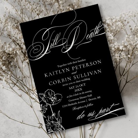 Goth Glam Wedding, Gothic Glam Wedding, Wedding Goth, Spooky Wedding, Goth Floral, Gothic Wedding Invitations, Wedding Gothic, Popular Wedding Invitations, Elegant Goth