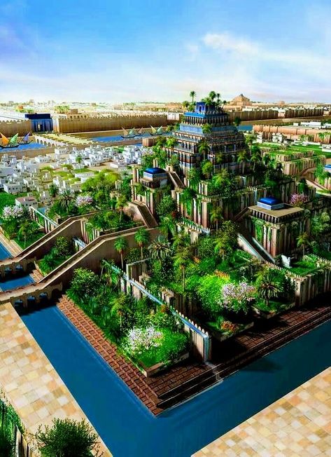 Hanging Gardens Of Babylon, Gardens Of Babylon, Hanging Gardens, Bird's Eye View, Alexander, Trees, Plants