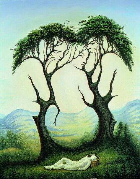 Trees Image Illusion, Optical Illusion Paintings, Illusion Kunst, Optical Illusions Pictures, Boom Kunst, Illusion Paintings, Illusion Pictures, Cool Illusions, Visual Illusion