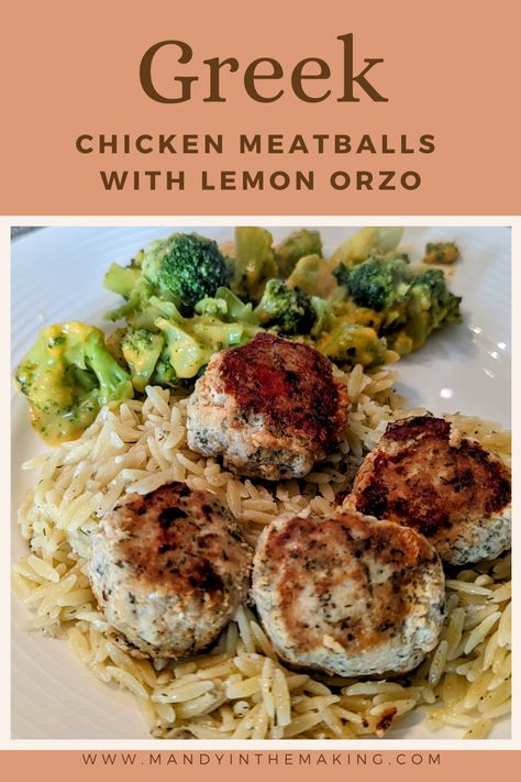 Greek Chicken Meatballs with Lemon Orzo — Mandy in the Making | Meals & More on YouTube Greek Chicken Meatballs With Orzo, Greek Chicken Meatballs With Lemon Orzo, Chicken Meatballs And Orzo, Greek Chicken Meatballs, Mandy In The Making, Greek Meatballs, Lemon Orzo, How To Cook Orzo, Chicken Gnocchi