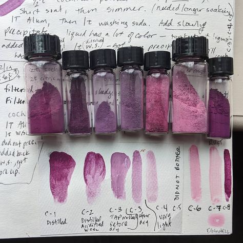 Natural Dye Journal, Making Lake Pigments, Lake Pigments, Diy Ink, Abstract Art Lesson, Diy Tie Dye Techniques, My Notebook, Natural Dye Fabric, Color Mixing Chart