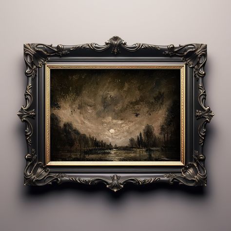 Moonlit Landscape, Dark Cottagecore Aesthetic, Decor Dark Academia, Dark And Mysterious, Digital Journaling, Painting Dark, Inspiration Painting, Dark Cottagecore, Shadow Play