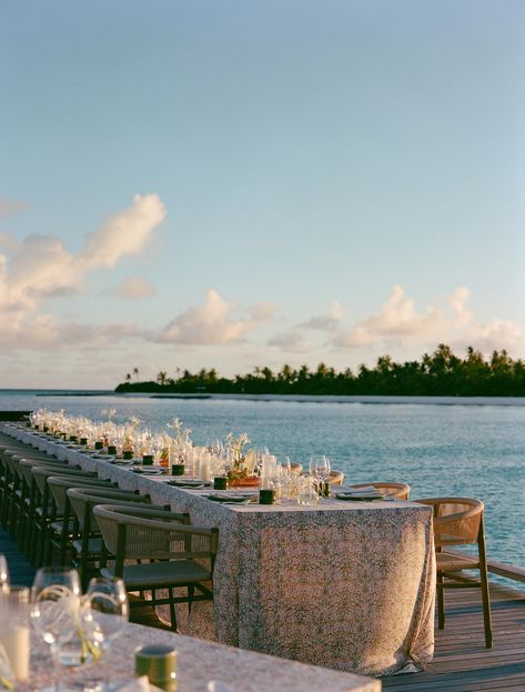 The Bride Wore an Ivory Pearl Lehenga to Wed on a Remote Ocean Sandbar in the Maldives | Vogue Ocean Wedding Reception, Pearl Lehenga, Marina Village, Ocean Wedding, New York Times Magazine, Surf Shack, Indian Dance, The Maldives, Coast Wedding