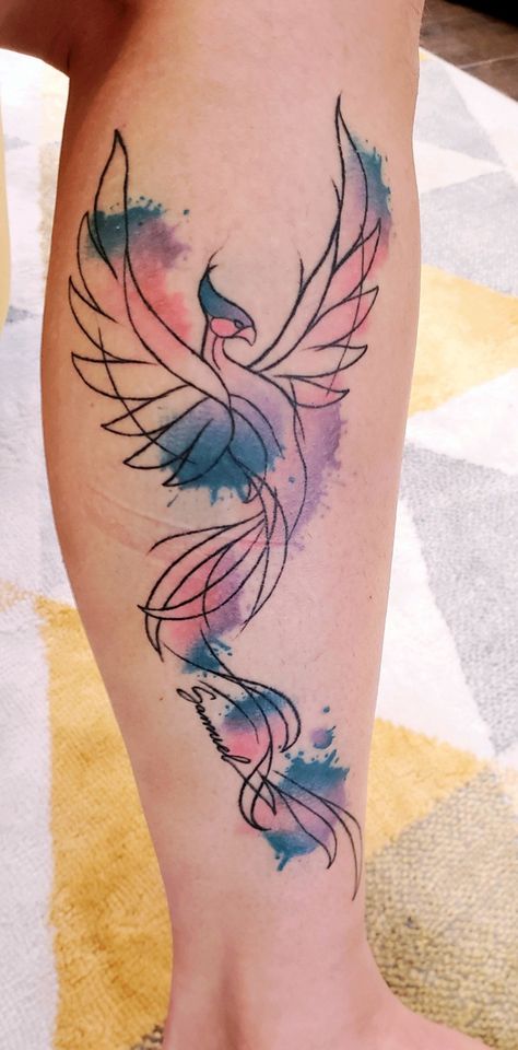 Phoenix Tattoo With Water Color, Phoenix Watercolor Tattoo, Watercolor Phoenix Tattoo, Mastectomy Tattoo, Tattoo Board, Tie Dye Crafts, Tree Of Life Tattoo, Phoenix Tattoo, Symbolic Tattoos