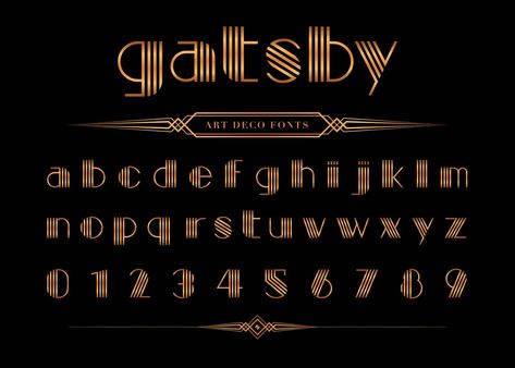 Gatsby Font, Art Deco Fonts, Number Vector, Scrapbook Letters, Banner Shapes, Cosmetic Logo, Hipster Logo, Hand Drawn Wedding, Owls Drawing