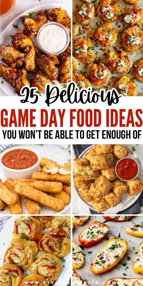 game day food ideas Sunday Football Food Appetizers Snacks, Yummy Football Food, Football Night Recipes, Party Food Superbowl, Sides For Game Day, Easy Game Day Apps, Game Day Birthday Party Ideas, Easy Appetizers Football Game, Best Football Appetizers Easy