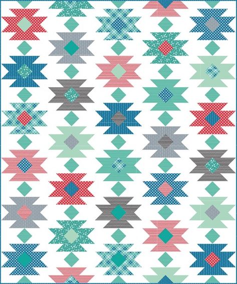 Tahoe Quilt Pattern, Tahoe Quilt, Native American Quilt Patterns, Aztec Quilt, Southwestern Quilts, Native American Quilt, Southwest Quilts, Western Quilts, Cluck Cluck Sew