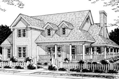 Country Exterior - Front Elevation Plan #20-183 - Houseplans.com Farm House Plans, Southern Style House Plans, Southern House Plan, Farmhouse Floor Plans, Southern House, House Plans One Story, Monster House Plans, Country Style House Plans, Country House Plan