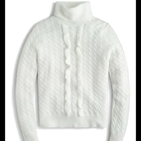 J. Crew Supersoft Ruffle Front Turtleneck Sweater. White. Size Medium. Nwt. One Small Mark On Sleeve That Needs To Be Spot Treated. Style Af022 Approximate Measurements Laying Flat 18” Pit To Pit 23” Length H8m1218 20b1 Pack For Europe In Winter, Pack For Europe, Europe In Winter, Winter Packing List, Packing Checklist, Funnel Neck Sweater, Grey Turtleneck, Jcrew Sweater, Roll Neck Sweater