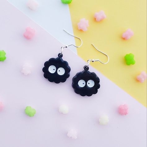 Ghibli Earrings, Studio Ghibli Earrings, Soot Sprite, Howls Moving, Indie Jewelry, Polymer Clay Jewelry Diy, Anime Accessories, Cute Polymer Clay, Polymer Clay Miniatures