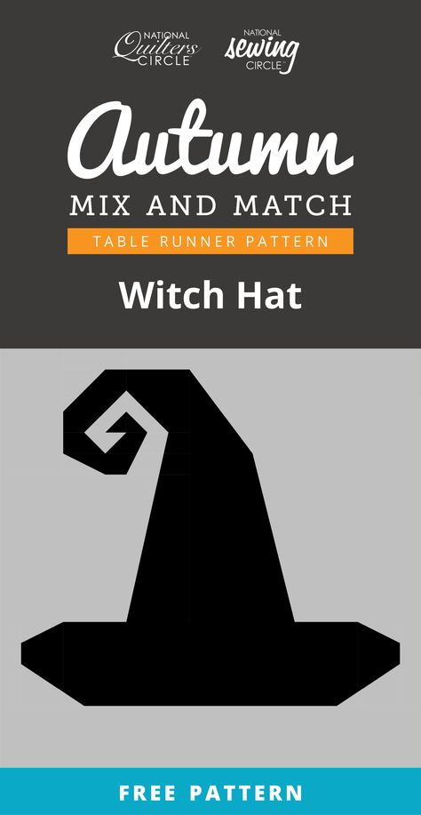 Witches Hat Quilt Block, Witch Hat Quilt Block Pattern, Witch Hat Quilt Block Pattern Free, Halloween Quilt Blocks Free Pattern, Free Halloween Quilt Patterns, Halloween Quilt Patterns Free, Halloween Table Runners Patterns Free, Hat Quilt Block Pattern, Witch Hat Quilt