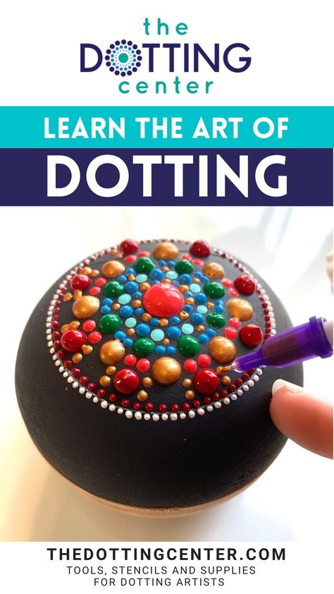 Puffy Paint Rocks, Puffy Painting Ideas, Mandala Art In Alphabets, How To Mandala Dot Painting, Happy Dotting Company, How To Dot Paint Tutorials, Dot Mandala Patterns Printable, Puffy Paint Ideas, Easy Dot Painting For Beginners