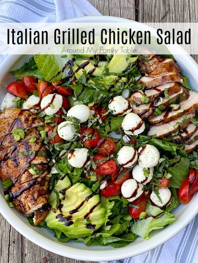 Hot summer nights call for simple dinners like this Italian Grilled Chicken Salad. It's easy to throw together and has so much flavor from the chicken, mozzarella, and balsamic glaze. Italian Grilled Chicken, Balsamic Chicken Breast, Chicken Mozzarella, Italian Salad Recipes, Balsamic Glazed Chicken, Simple Dinners, Chicken Salad Recipe Easy, Summer Eats, Avocado Salad Recipes