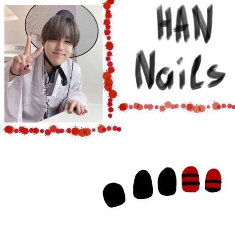 💥 Stray Kids Han Nails, Han Jisung Nail Polish, Straykids Nail Art, Han Jisung Painted Nails, Straykids Nails Designs, Han Nails, Han Jisung Nails, Stray Kids Inspired Nails, Stray Kids Nail Art