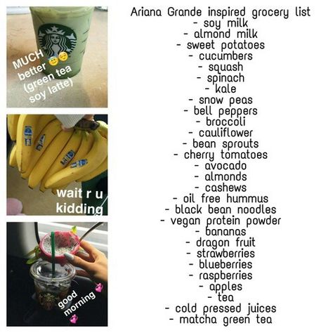 Ariana Grande Food, Ariana Grande Diet, Black Bean Noodles, Morning Matcha, Green Tea Latte, Vegan Baby, Apple Tea, Vegan Protein Powder, Broccoli Cauliflower