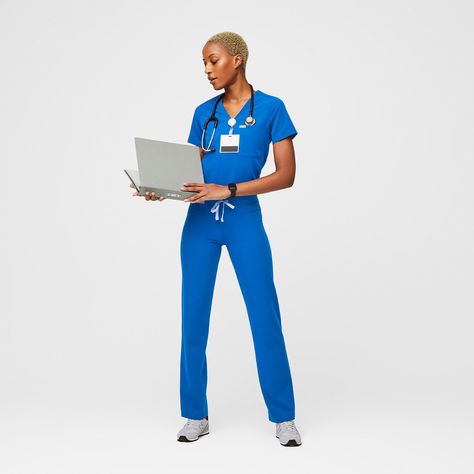 Official FIGS® Scrubs. Ridiculously Soft Scrubs Designed Just For You. Get Free Shipping On Orders $50+! Royal Blue Figs Scrubs, Yoga Scrub Pants, Royal Blue Scrubs, Professional Chic, Figs Scrubs, Scrubs Uniform, Blue Scrubs, Maternity Pants, Fashion Joggers