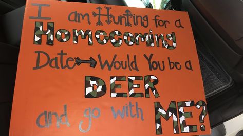 Homecoming Proposal Ideas Hunting Theme, Hunting Hoco Proposals Ideas, Hunting Homecoming Proposals, Hunting Hoco Proposals, Dance Responses, Hoco Asks, Addi Projects, Girl Ask Guy, Hoco Signs