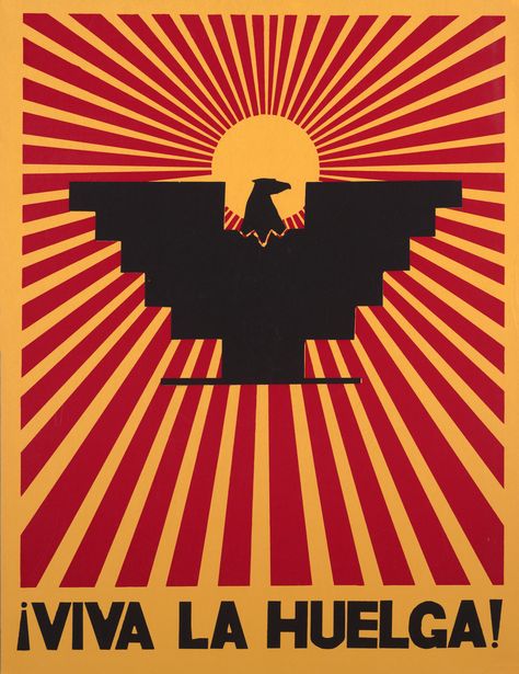 United Farm Workers poster, "Viva La Huelga!" | Picture This United Farm Workers, Cesar Chavez Day, Chicano Studies, 1960s Posters, Farm Workers, Chicano Love, Cesar Chavez, Protest Art, Workers Union