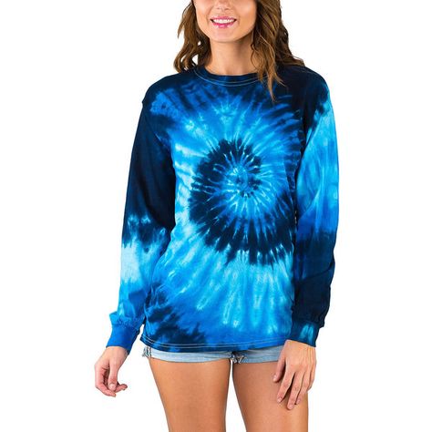 Tye Dye Clothes, Dye Clothes, Diy Tie Dye Techniques, Sweatshirt Refashion, Blue Tye Dye, Long Sleeve Cotton Tops, Tie Dye Crafts, Tie Dye Fashion, Spiral Tie Dye