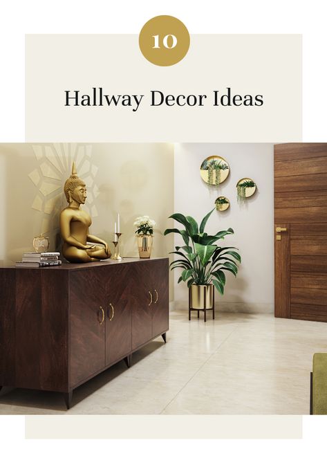 passage-way-remodel-ideas Budha Ideas At Home, Living Room Entrance Decor, Enterance Idea Decoration, Small Foyer Ideas Entryway Indian, Passage Wall Decor Ideas, Passage Decor Ideas, Entrance Wall Decor Ideas, Foyer Wall Design, House Entrance Decor